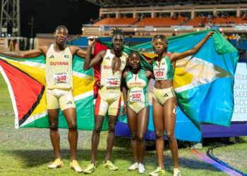 Tercer oro de Guyana, con récord sudamericano u20 en la posta mixta de los Carifta