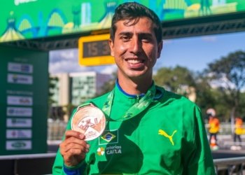 La felicidad del gran Caio por su medalla y por el apoyo del público en Brasilia
